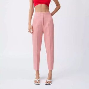 Zara Pink High-Waist Tailored Trousers
